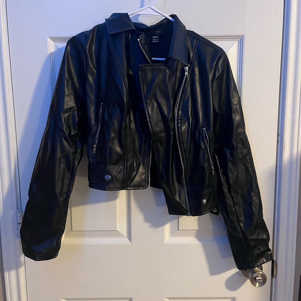 SHEIN, Black Leather Jacket